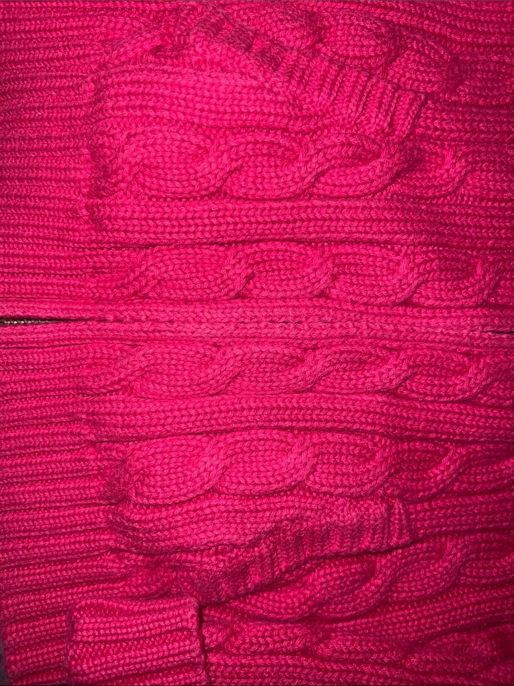 Ralph Lauren Hot Pink Cable-Knit Hooded Zip Jacket